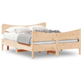 Estructura de cama con cabecero madera maciza pino 140x200 cm