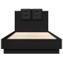 Bett mit schwarzem Kopfteil aus Ingenieurholz 90x190 cm von vidaXL, Betten und Lattenroste - Ref: Foro24-3209969, Preis: 147,...