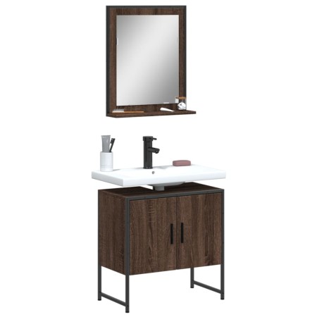Badezimmermöbel-Set, 2-teilig, aus braunem Eichen-Ingenieurholz. von vidaXL, Badezimmermöbel - Ref: Foro24-3214338, Preis: 79...