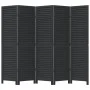 Biombo separador de 5 paneles madera maciza Paulownia negro by vidaXL, Room dividers - Ref: Foro24-358853, Price: 134,84 €, D...