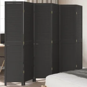 Biombo separador de 6 paneles madera maciza Paulownia negro by vidaXL, Room dividers - Ref: Foro24-358858, Price: 136,39 €, D...