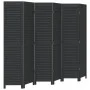 Biombo separador de 6 paneles madera maciza Paulownia negro de vidaXL, Divisores de ambientes - Ref: Foro24-358858, Precio: 1...
