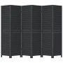 Biombo separador de 6 paneles madera maciza Paulownia negro de vidaXL, Divisores de ambientes - Ref: Foro24-358858, Precio: 1...