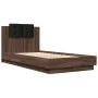 Oak brown engineered wood bed with headboard 90x190 cm by vidaXL, Beds and slatted bases - Ref: Foro24-3209974, Price: 145,04...