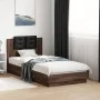 Oak brown engineered wood bed with headboard 90x190 cm by vidaXL, Beds and slatted bases - Ref: Foro24-3209974, Price: 145,04...