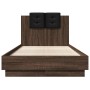 Cama con cabecero madera de ingeniería marrón roble 90x190 cm de vidaXL, Camas y somieres - Ref: Foro24-3209974, Precio: 146,...