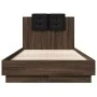 Oak brown engineered wood bed with headboard 90x190 cm by vidaXL, Beds and slatted bases - Ref: Foro24-3209974, Price: 145,04...