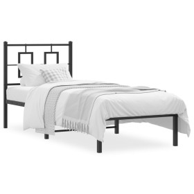 Estructura de cama con cabecero metal negro 75x190 cm