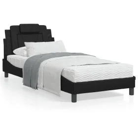 Bed frame with headboard black synthetic leather 90x200 cm by vidaXL, Beds and slatted bases - Ref: Foro24-3208068, Price: 14...