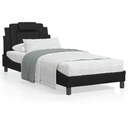 Bed frame with headboard black synthetic leather 90x200 cm by vidaXL, Beds and slatted bases - Ref: Foro24-3208068, Price: 14...