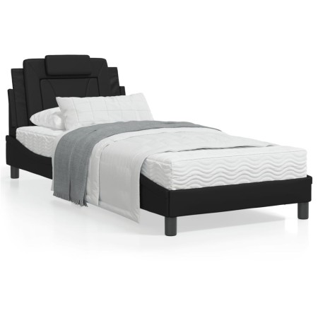 Estructura de cama con cabecero cuero sintético negro 90x200 cm de vidaXL, Camas y somieres - Ref: Foro24-3208068, Precio: 14...