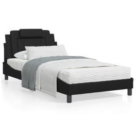 Estructura de cama con cabecero cuero sintético negro 100x200cm de vidaXL, Camas y somieres - Ref: Foro24-3208075, Precio: 12...