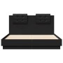 Estructura cama con cabecero madera ingeniería negro 135x190 cm de vidaXL, Camas y somieres - Ref: Foro24-3209955, Precio: 18...