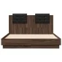Cama con cabecero madera de ingeniería marrón roble 135x190 cm de vidaXL, Camas y somieres - Ref: Foro24-3209960, Precio: 182...