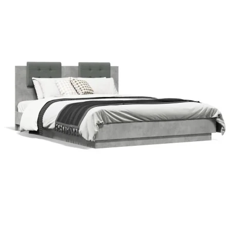 Betongraues Holzwerkstoffbett mit Kopfteil 120x200 cm von vidaXL, Betten und Lattenroste - Ref: Foro24-3209929, Preis: 161,91...