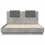 Concrete gray engineered wood bed with headboard 140x200 cm by vidaXL, Beds and slatted bases - Ref: Foro24-3209922, Price: 1...