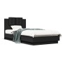 Bed frame with black engineered wood headboard 100x200 cm by vidaXL, Beds and slatted bases - Ref: Foro24-3209934, Price: 158...