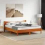 Bed frame with wax brown pine wood headboard 180x200 cm by vidaXL, Beds and slatted bases - Ref: Foro24-3216362, Price: 208,5...