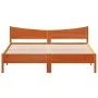 Bed frame with wax brown pine wood headboard 180x200 cm by vidaXL, Beds and slatted bases - Ref: Foro24-3216362, Price: 208,5...