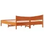 Bed frame with wax brown pine wood headboard 180x200 cm by vidaXL, Beds and slatted bases - Ref: Foro24-3216362, Price: 208,5...