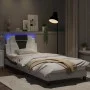 Bed frame with LED black white synthetic leather 90x200 cm by vidaXL, Beds and slatted bases - Ref: Foro24-3214000, Price: 15...