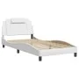 Estructura cama con luces LED cuero sintético blanco 100x200 cm de vidaXL, Camas y somieres - Ref: Foro24-3214002, Precio: 15...