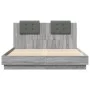 Sonoma gray engineered wood bed with headboard 150x200 cm by vidaXL, Beds and slatted bases - Ref: Foro24-3209917, Price: 179...