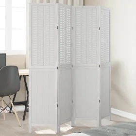 Biombo separador de 4 paneles madera maciza Paulownia blanco by vidaXL, Room dividers - Ref: Foro24-358722, Price: 114,28 €, ...
