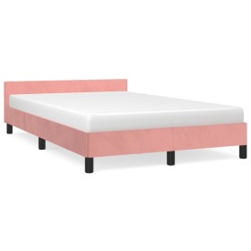 Pink velvet bed frame with headboard 120x190 cm by vidaXL, Beds and slatted bases - Ref: Foro24-379552, Price: 132,17 €, Disc...