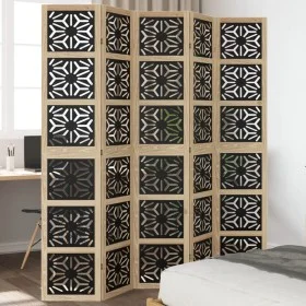 Biombo separador 5 paneles madera maciza Paulownia marrón negro by vidaXL, Room dividers - Ref: Foro24-358807, Price: 148,96 ...