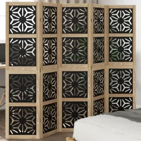 Biombo separador 5 paneles madera maciza Paulownia marrón negro by vidaXL, Room dividers - Ref: Foro24-358805, Price: 129,69 ...