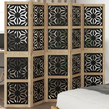 Biombo separador 5 paneles madera maciza Paulownia marrón negro by vidaXL, Room dividers - Ref: Foro24-358805, Price: 129,69 ...