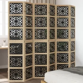 Biombo separador 6 paneles madera maciza Paulownia marrón negro by vidaXL, Room dividers - Ref: Foro24-358811, Price: 179,19 ...