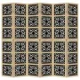 Biombo separador 6 paneles madera maciza Paulownia marrón negro de vidaXL, Divisores de ambientes - Ref: Foro24-358811, Preci...