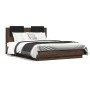 Bed frame with headboard LED lights oak brown 120x190 cm by vidaXL, Beds and slatted bases - Ref: Foro24-3210058, Price: 182,...