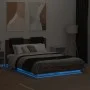 Bed frame with headboard LED lights oak brown 120x190 cm by vidaXL, Beds and slatted bases - Ref: Foro24-3210058, Price: 182,...