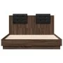 Bed frame with headboard LED lights oak brown 120x190 cm by vidaXL, Beds and slatted bases - Ref: Foro24-3210058, Price: 182,...