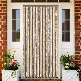 Cortina antimoscas chenilla marrón oscuro y beige 90x220 cm by vidaXL, Mosquito nets for windows - Ref: Foro24-377356, Price:...
