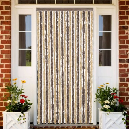 Cortina antimoscas chenilla marrón oscuro y beige 90x220 cm by vidaXL, Mosquito nets for windows - Ref: Foro24-377356, Price:...