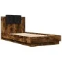 Bed frame headboard LED lights smoked oak 75x190 cm by vidaXL, Beds and slatted bases - Ref: Foro24-3210070, Price: 157,84 €,...