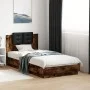 Bed frame headboard LED lights smoked oak 75x190 cm by vidaXL, Beds and slatted bases - Ref: Foro24-3210070, Price: 157,84 €,...