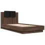 Bed frame headboard LED lights oak brown 75x190 cm by vidaXL, Beds and slatted bases - Ref: Foro24-3210072, Price: 160,63 €, ...