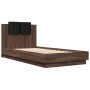 Estructura de cama cabecero luces LED marrón roble 75x190 cm de vidaXL, Camas y somieres - Ref: Foro24-3210072, Precio: 162,48 €