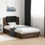 Bed frame headboard LED lights oak brown 75x190 cm by vidaXL, Beds and slatted bases - Ref: Foro24-3210072, Price: 160,63 €, ...
