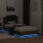 Bed frame headboard LED lights oak brown 75x190 cm by vidaXL, Beds and slatted bases - Ref: Foro24-3210072, Price: 160,63 €, ...