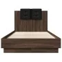 Bed frame headboard LED lights oak brown 75x190 cm by vidaXL, Beds and slatted bases - Ref: Foro24-3210072, Price: 160,63 €, ...