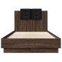 Estructura de cama cabecero luces LED marrón roble 75x190 cm de vidaXL, Camas y somieres - Ref: Foro24-3210072, Precio: 162,48 €