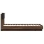 Bed frame headboard LED lights oak brown 75x190 cm by vidaXL, Beds and slatted bases - Ref: Foro24-3210072, Price: 160,63 €, ...
