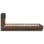 Bed frame with headboard LED lights Sonoma oak 135x190 cm by vidaXL, Beds and slatted bases - Ref: Foro24-3210051, Price: 187...