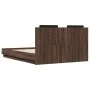 Estructura cama con cabecero luces LED roble Sonoma 135x190 cm de vidaXL, Camas y somieres - Ref: Foro24-3210051, Precio: 187...
